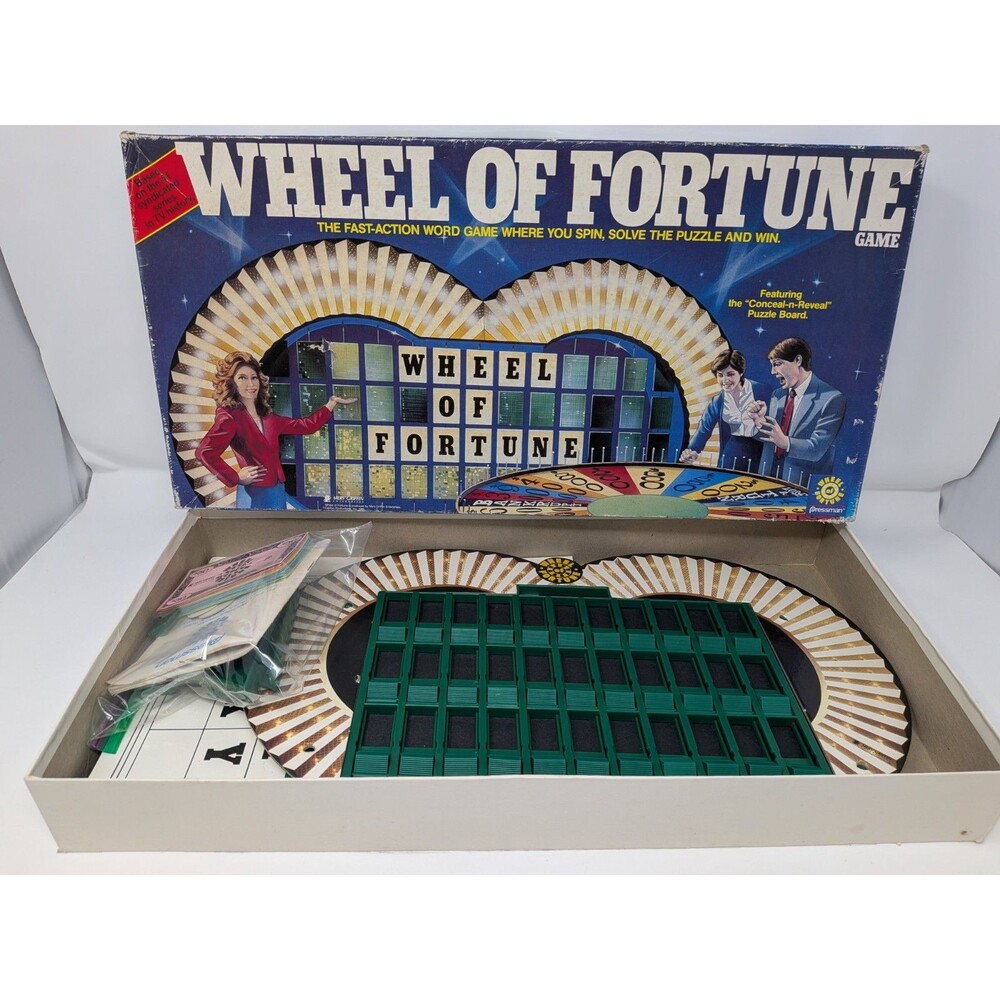 1985 Pressman Wheel of Fortune Board Game #5555 Complete Vtg Conceal-n-Reveal